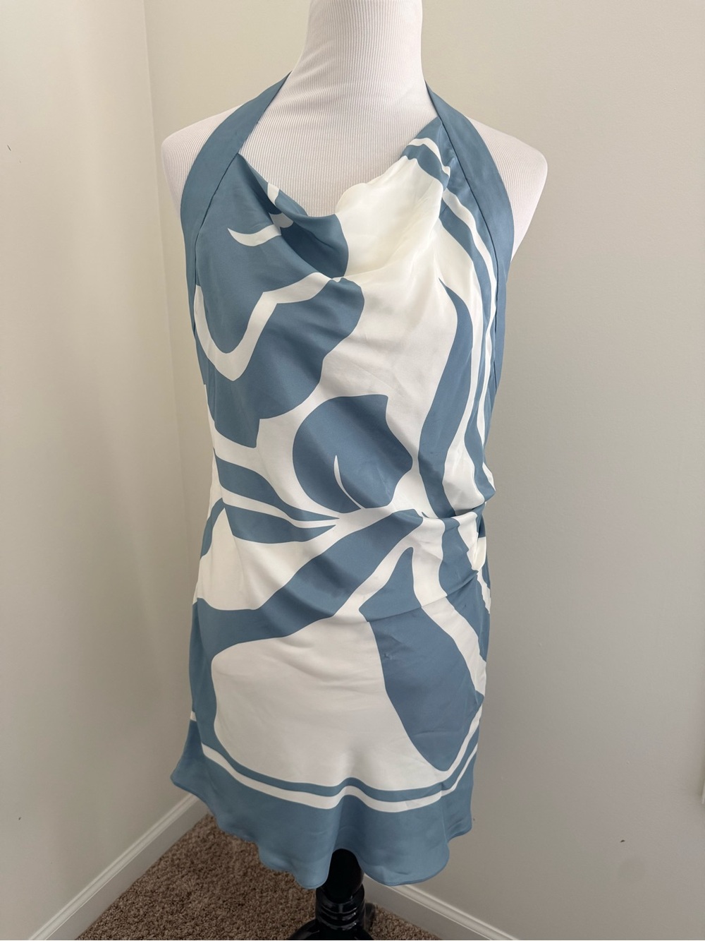 NWT SIR. Lilou Halter Mini 100% Silk Dress Size Women’s 2 (US 6) in Blue White - Picture 6 of 16